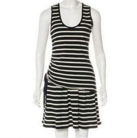 Derek Lam 10 Crosby, Striped Sleeveless Ruched Dress, Medium - Picture 6 of 8